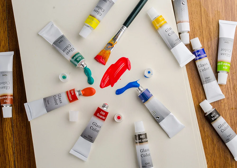 Набор для рисования пятнистого стекла- (12 шт. трубки 12 мл) взрослых начинающих