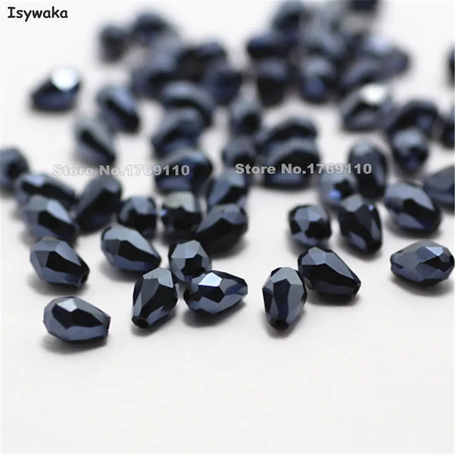 Ink Blue Isywaka 100 шт, каплевидные бусины из австрийского хрусталя, бусины в форме капель, свободные бусины для изготовления ювелирных изделий своими руками, 3x5 мм, выберите цвет - Цвет: Ink Blue