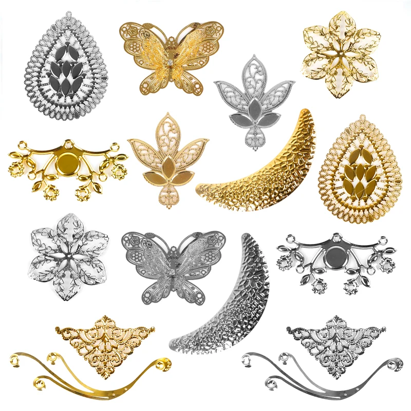 Винтажные ажурные филигранные обертки соединители металлические изделия