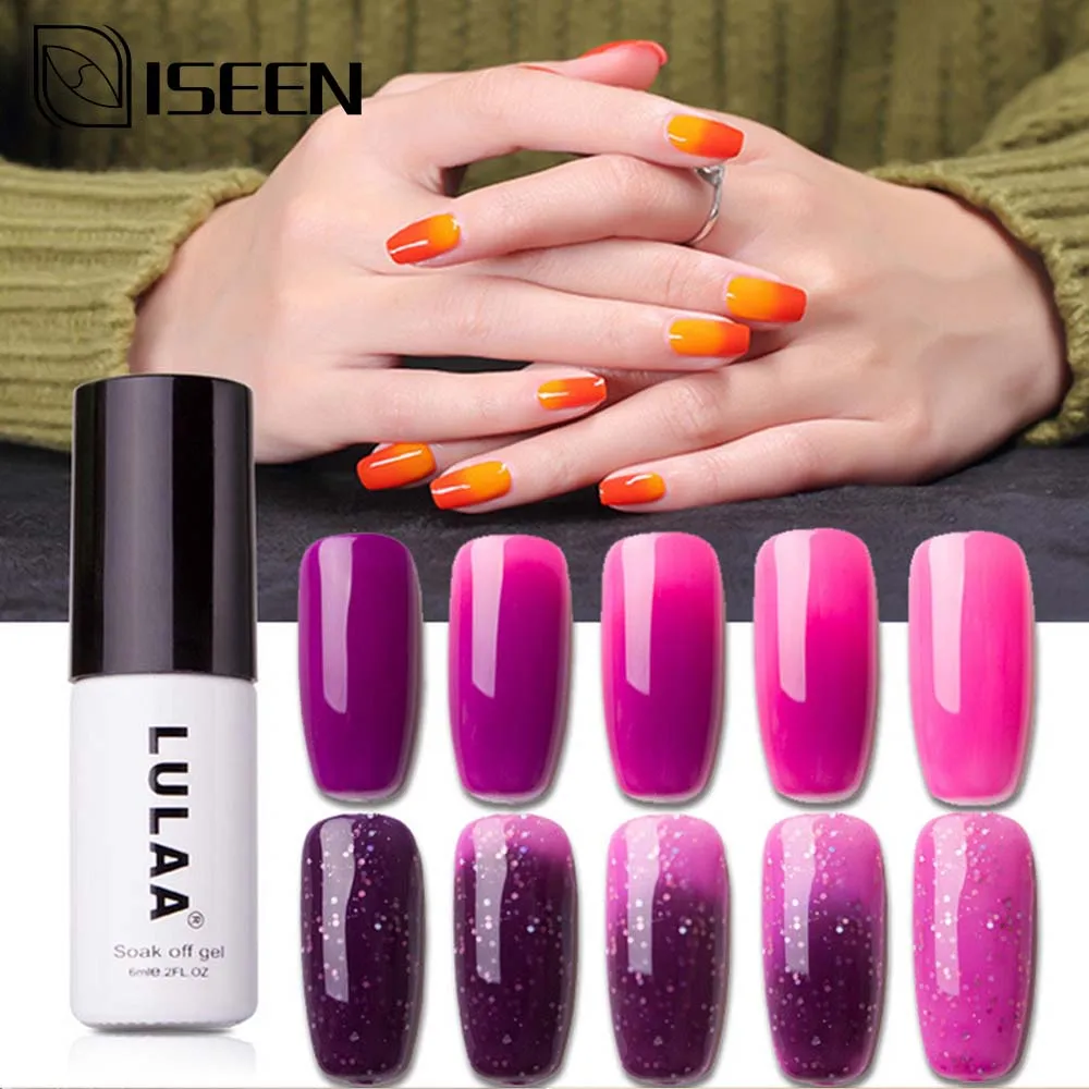 Теплый сменный лак для ногтей долговечный градиентный Гель Радужный мерцающий