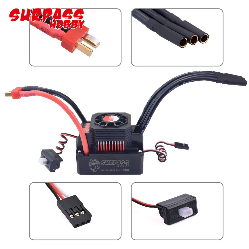 SurpassHobby 3674 2250KV/1900KV бесщеточный мотор+ 120A водонепроницаемый бесщеточный Esc 2-3S для 1/8 Rc моделей Багги Дрифт автомобиль
