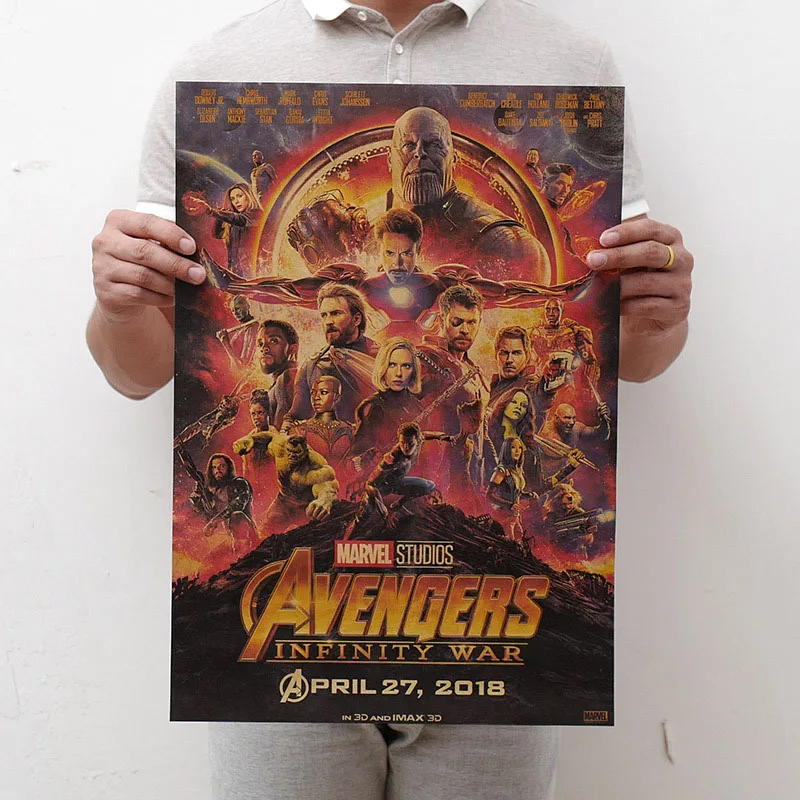 Mling 1 шт., 51,5x36 см, постер из серии Marvel, Мстители, война бесконечности, Ретро плакат, наклейки на стену для гостиной, украшение для дома - Цвет: H08
