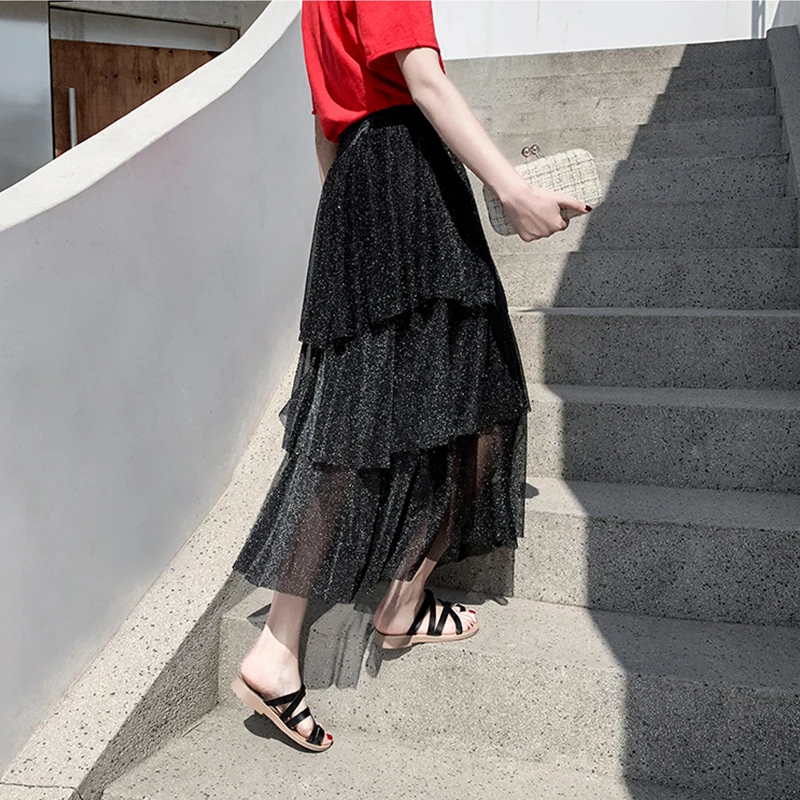 2019 летние женские миди юбки корейские модные пляжные праздничные однотонные