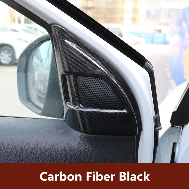 Carbon fiber black Подходит для Citroen C5 Aircross внедорожник Хэтчбек Интерьер ABS хром углеродное волокно краска внутренняя передняя дверь динамик столб отделка 2 шт - Название цвета: Carbon fiber black