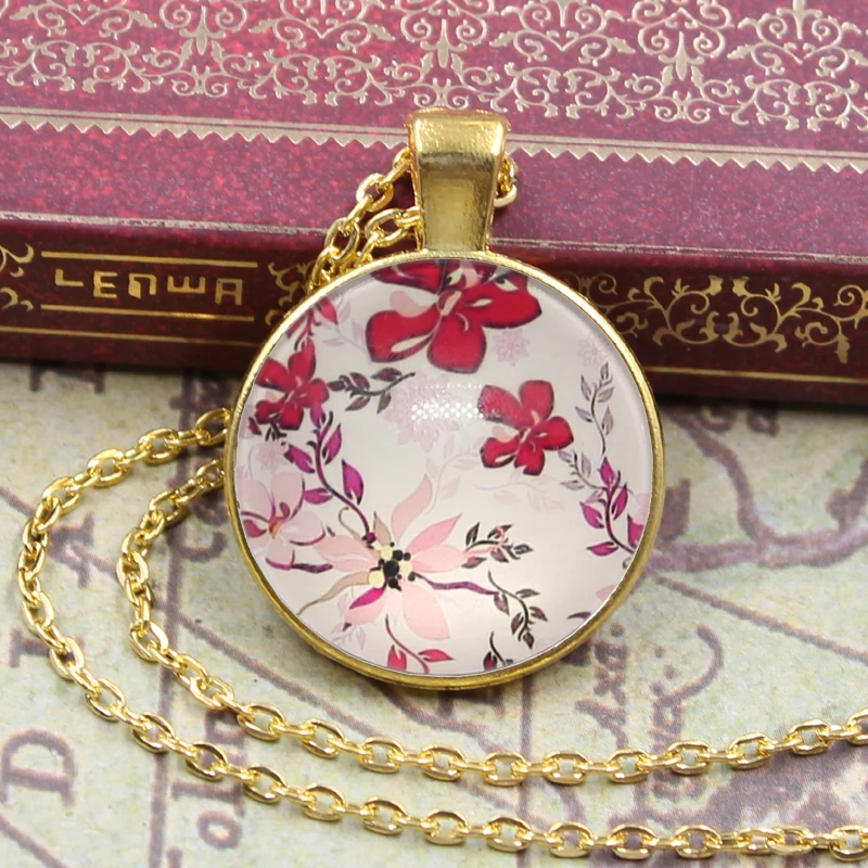 Новая модная Цветочная бижутерия со стеклянными кабошонами Бронзовый