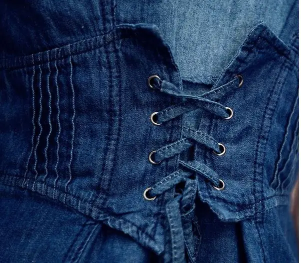 Женское длинное джинсовое платье-Русалка летнее платье-макси из денима с