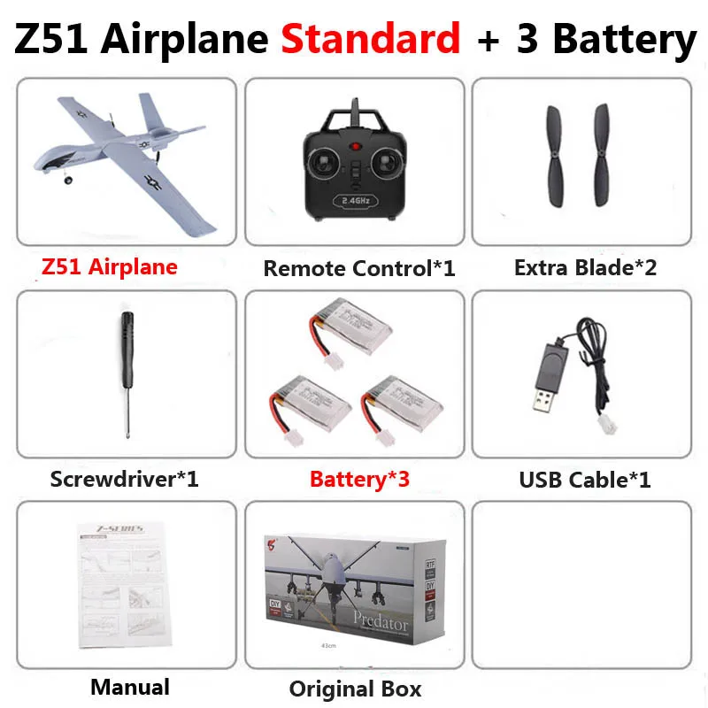Z51 3B Box Z51 2,4 ГГц RC самолет с светодиодный воздушное судно в EPP Поролоновый бросок размах крыльев самолет-планер 20 минут Fligt время RTF детские игрушки - Цвет: Z51 3B Box
