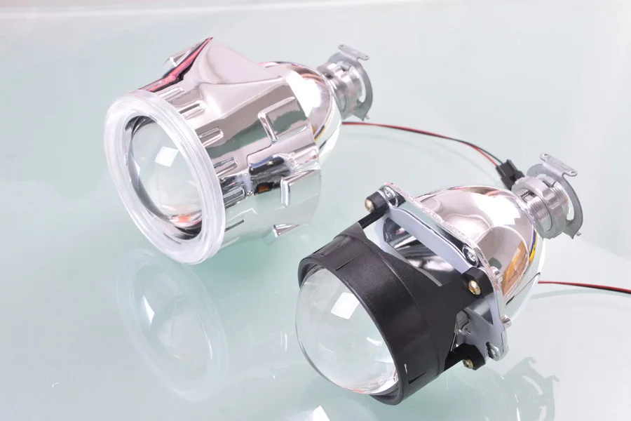 Модифицированная Крышка для фар 2 5 дюйма мини объектива проектора H1 серебряная