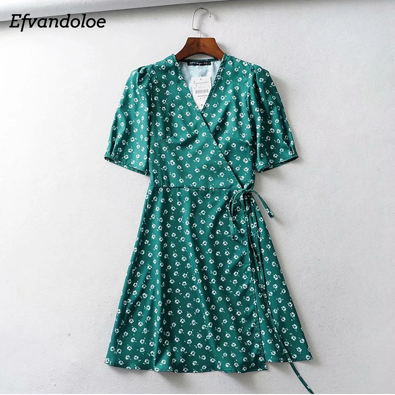 Женское короткое платье с запахом Efvandoloe зеленые вечерние платья трапециевидной