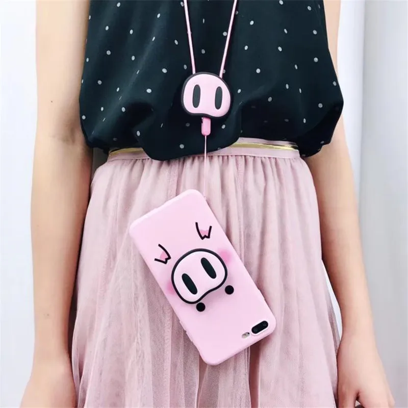 Креативный милый розовый чехол для телефона с изображением носа поросенка
