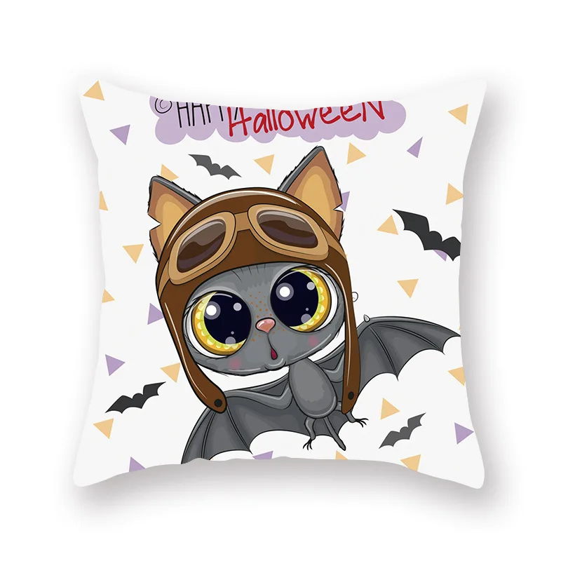 Новый Хэллоуин мультфильм животное Тыква Печать полиэстер Подушка для украшения