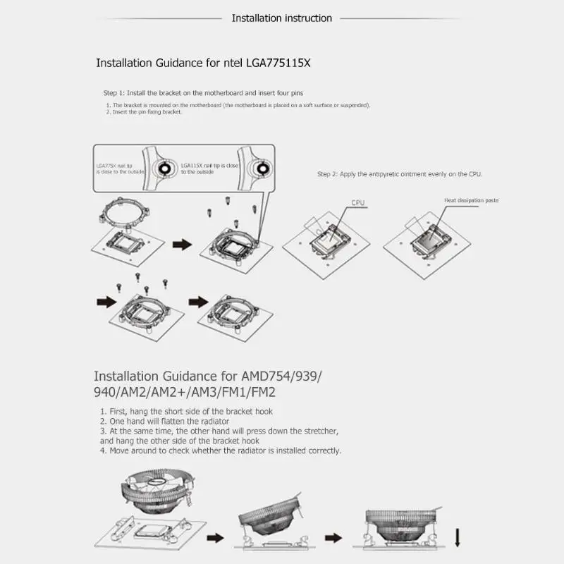 Cooler 12cm 3Pin CPU Cooling Fan PWM Silent CPU Cooler for Computer Pressurizing Down Style Aperture CPU Cooling Fan Radiator