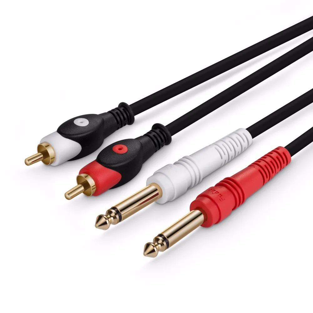 Аудио кабель двойной 6 35 штекер 2 RCA мужской OFC аудио линия для микшера усилители