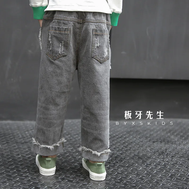 SexeMara/брюки для мальчиков Новинка 2017 года сезон осень джинсы в Корейском стиле