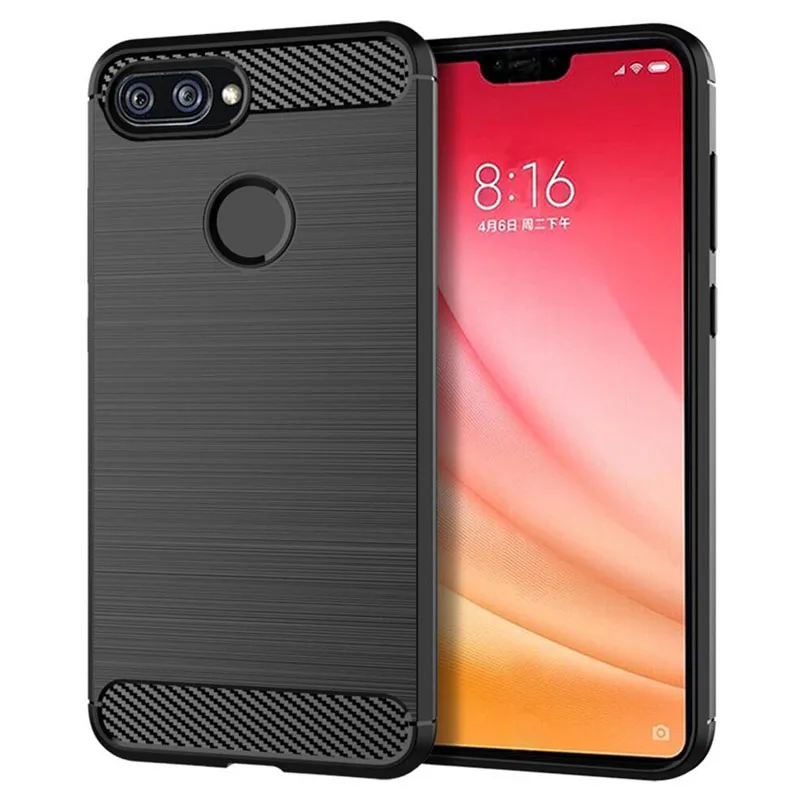 Чехол для Xiaomi Mi 8 Lite роскошный Силиконовый противоударный чехол из углеродного