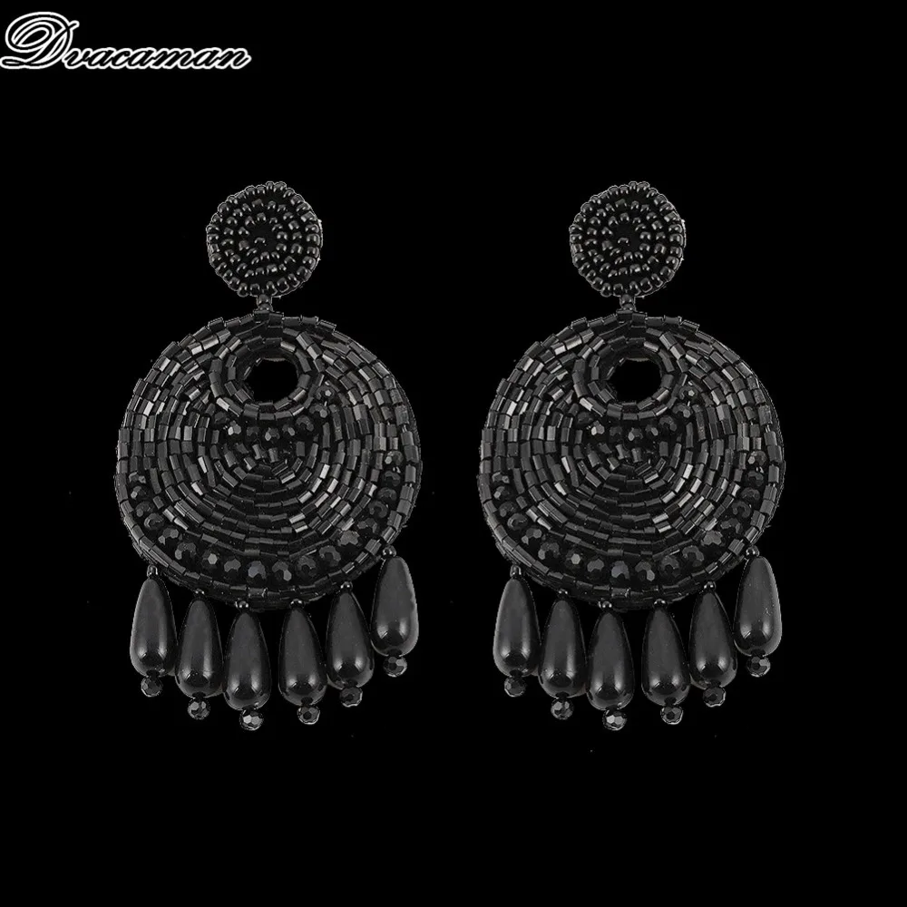 Dvacaman Bohemain, Разноцветные серьги-капли с бусинами для женщин, модные массивные серьги из смолы, свадебные подарки, ювелирные изделия, бижутерия