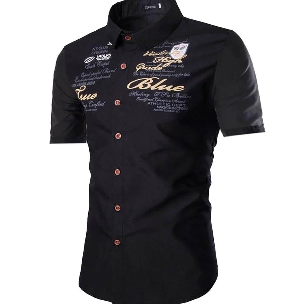 Мужские рубашки с коротким рукавом ZOGAA повседневные облегающие буквенным