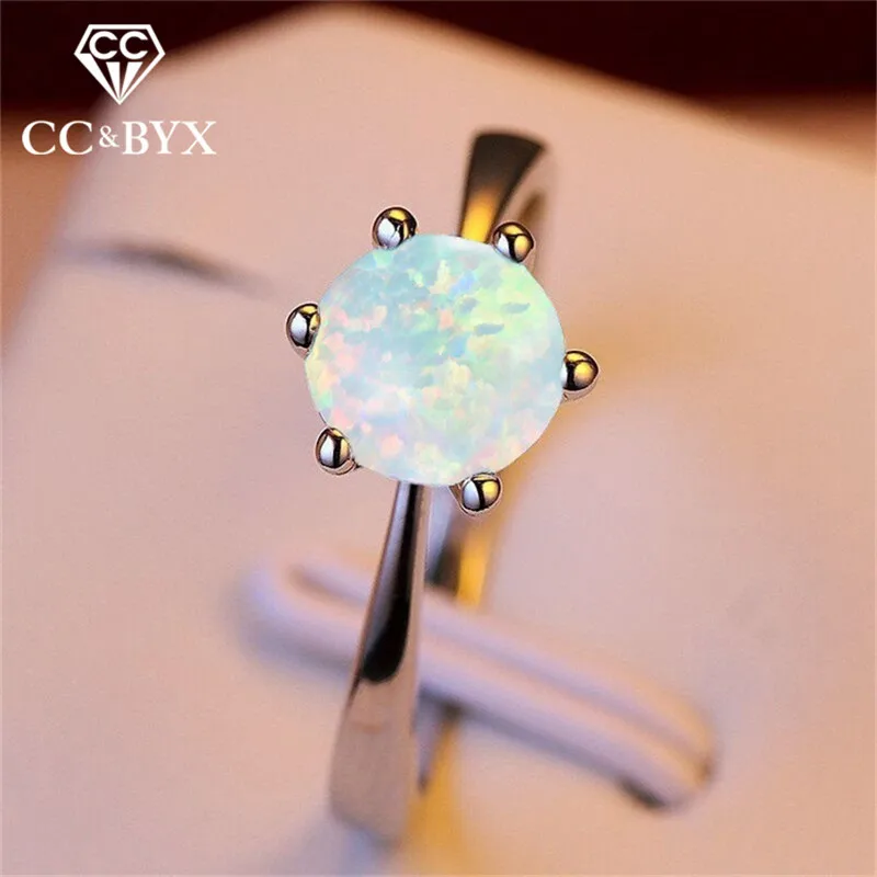 Женские кольца с опалом CC простые круглые обручальные для невесты модные