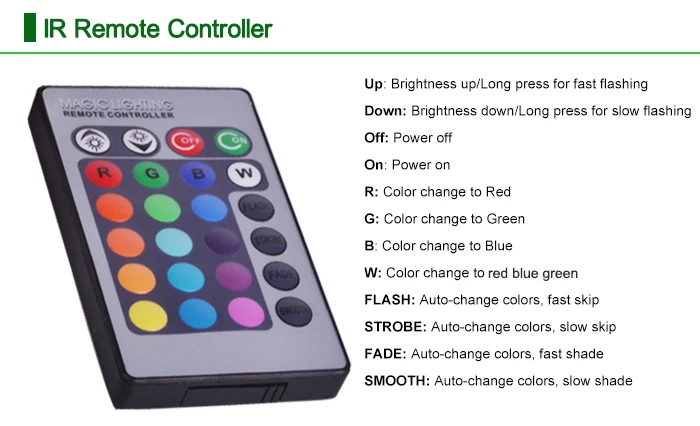 Rgb ha condotto la striscia 5m 3528 smd 24key ИК пульт дистанционного управления 12 v 2a адаптер питания