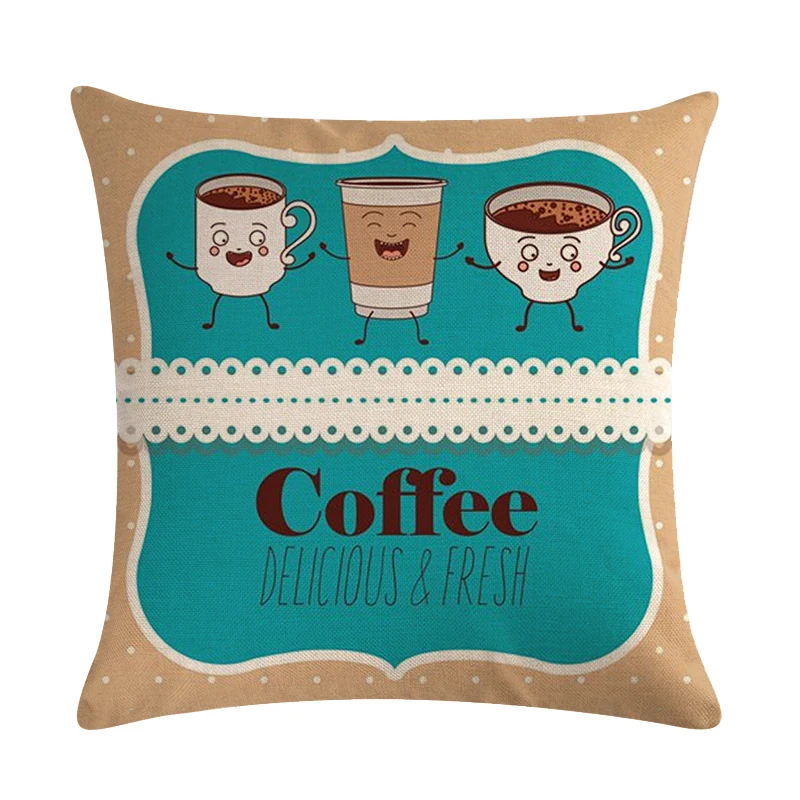 Чехол для подушки с рисунком кофейной чашки льняная наволочка декоративные