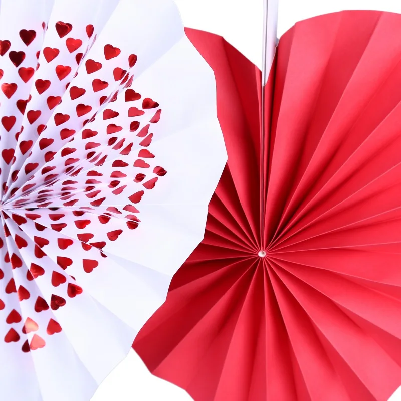 6 шт. романтические подвесные бумажные вентиляторы в форме сердца декоративные