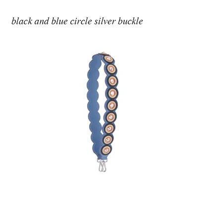 black blue silver bu Новинка, сменный трендовый ремень из натуральной кожи с волнистыми кругами, ремень на плечо с заклепками, известный бренд, ремни, сумка j021 - Цвет: black blue silver bu