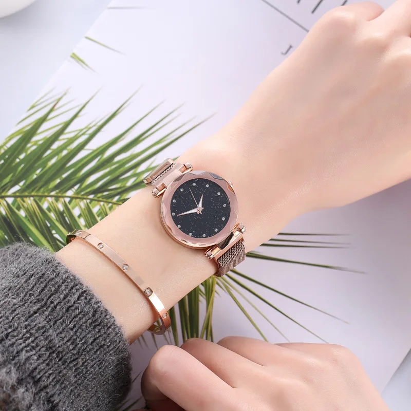 Часы женские кварцевые с магнитной пряжкой и геометрическим рисунком|Женские