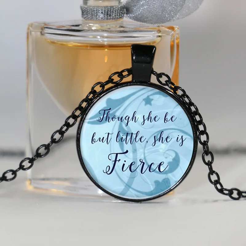 Ожерелье с подвеской надписью She Be But Little Is Fierce|quote necklace|little necklacelogo necklace |