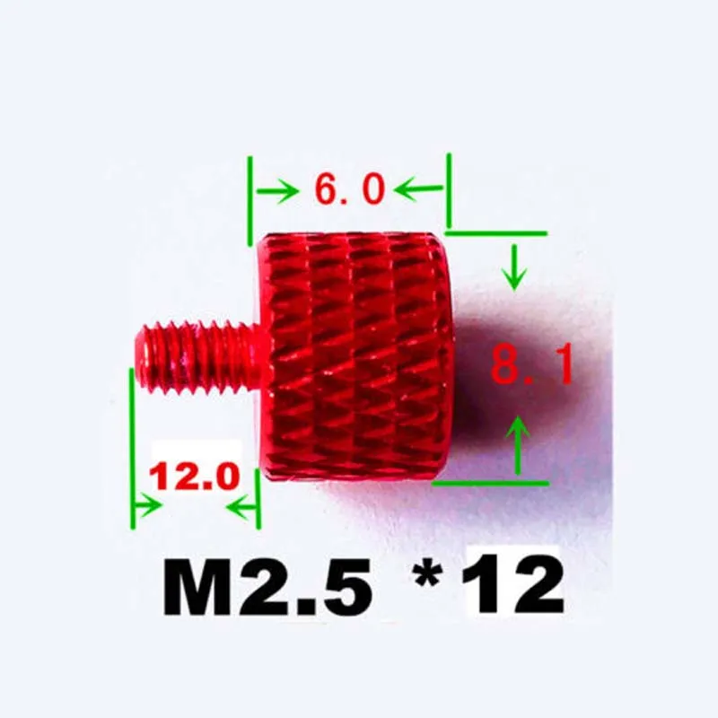 Винты с накатанной головкой M2.5 x 12/16 мм разноцветные регулируемые болты винты из