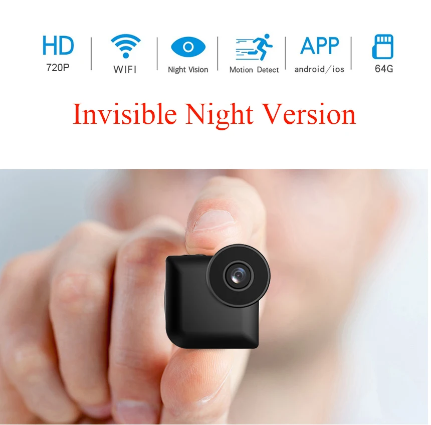Мини Wi Fi IP камера HD 720P Беспроводная P2P пульт дистанционного управления ночного