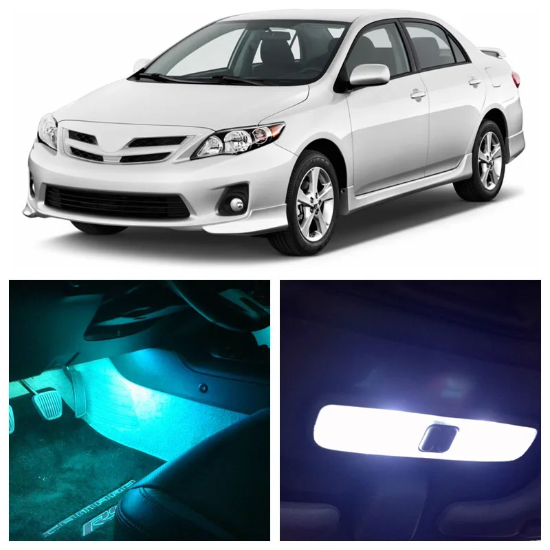 9 шт. Ice сине-белые Светодиодный Фонари интерьер посылка комплект для Toyota Corolla 2012- Карта Купол Лицензия Пластина свет Toyota-EF-07