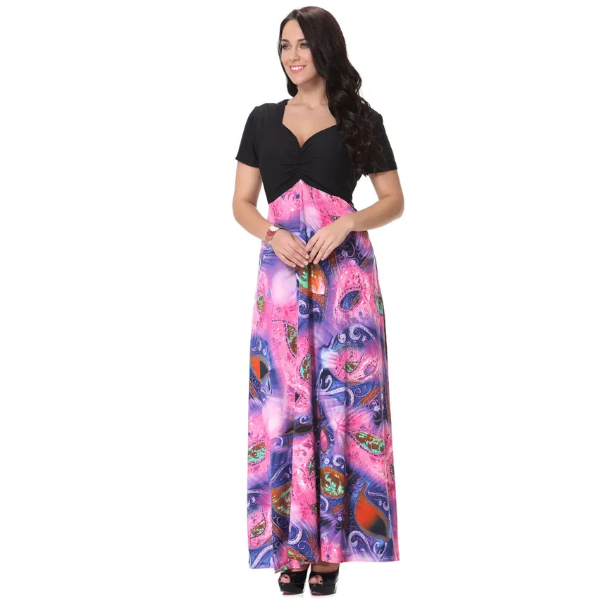 Женское платье с цветочным принтом Boho Vestido Largo Длинное Элегантное Вечернее