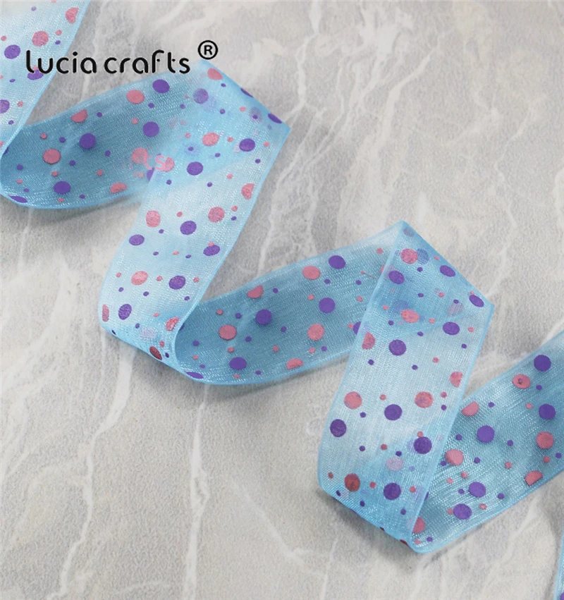 Распродажа! Lucia crafts 5 ярдов/9 ярдов 25 мм много цветов Варианты точка печатных органзы кружева ленты для упаковки и банта CH1104