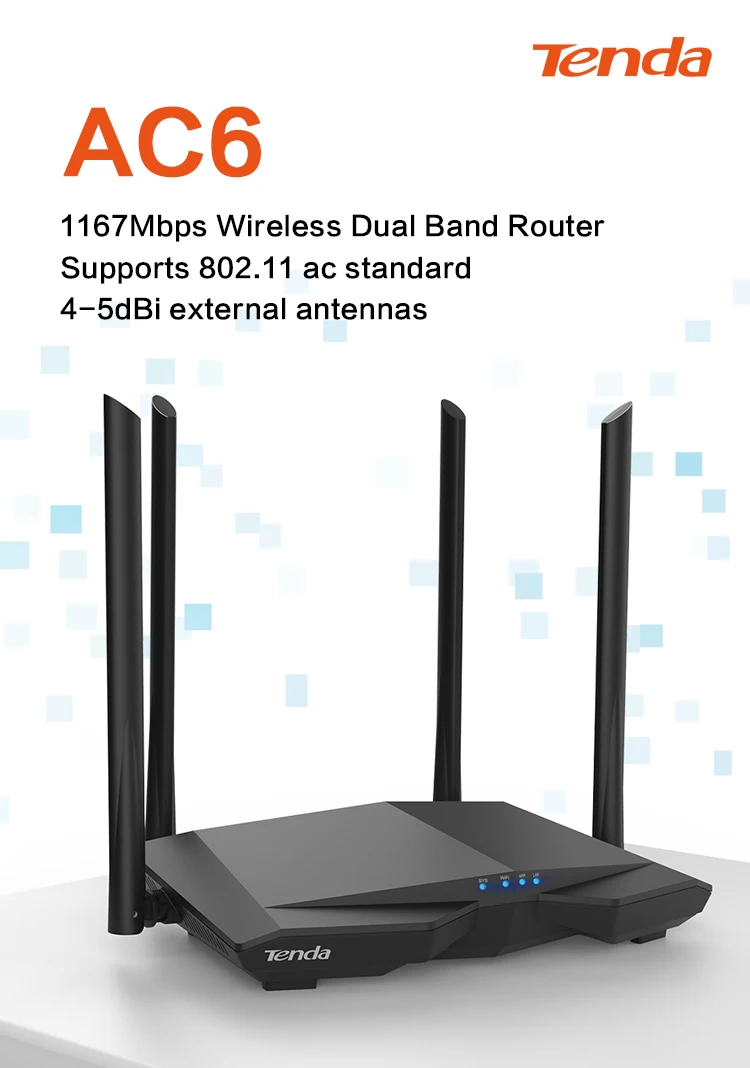 Tenda AC6 AC1200 маршрутизатор 5dBi антенны Wifi ретранслятор 2,4 ГГц 5 ГГц Двухдиапазонные роутеры приложение управление Wifi с английской прошивкой