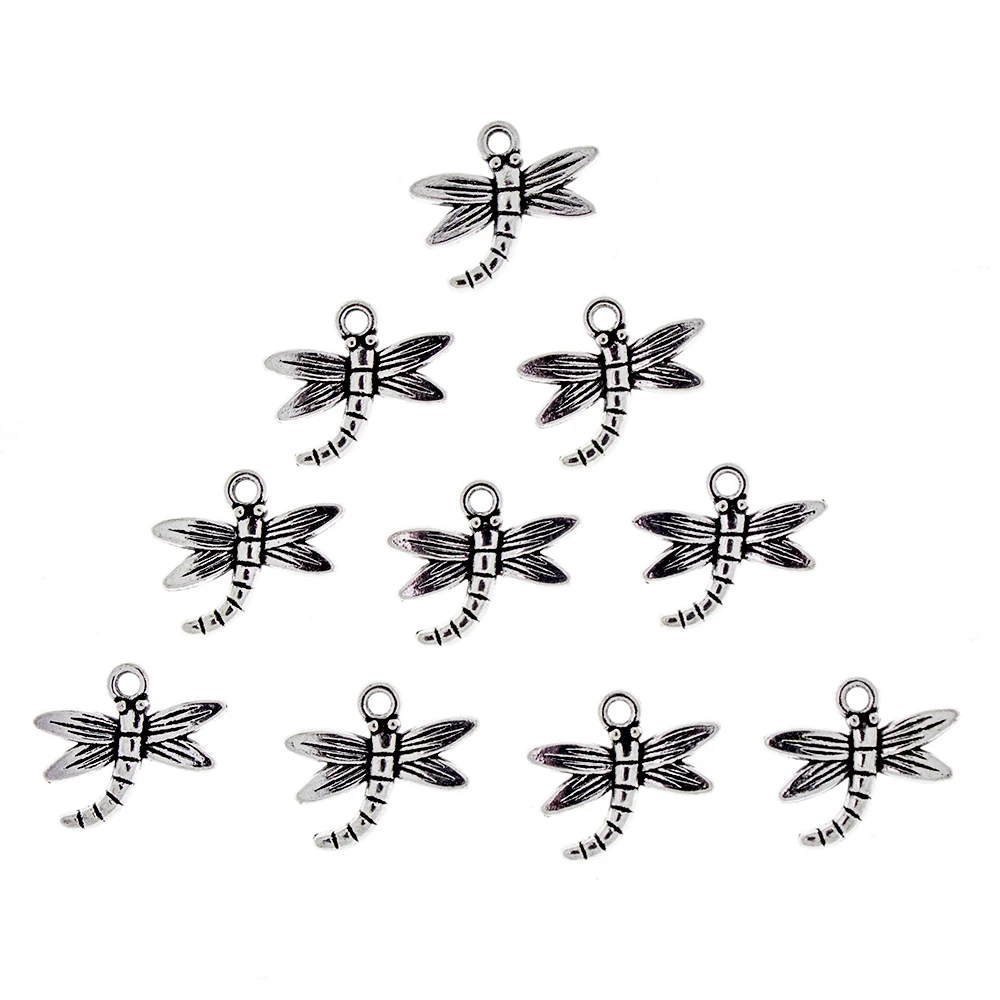 

FIN15017 Fashion DIY 1.7*1.9cm Alloy Charms&Pendant For Necklace Bracelet Jewelry Findings SilverPlated dragonfly Design