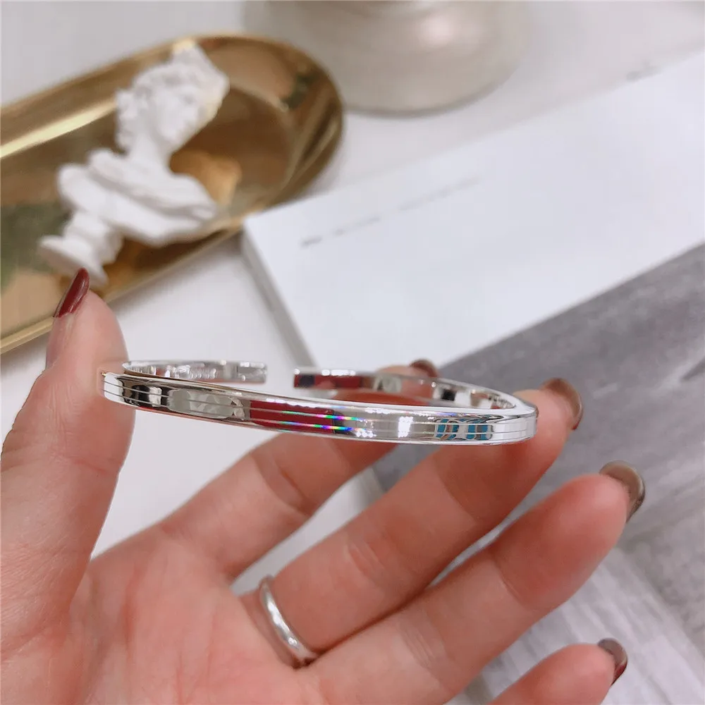 

New Style 999 Sterling Silver 30g Magic Color Cudgel Bangle Opening Size Colorful Fashion Women's Silver Bangle Gift Dropship