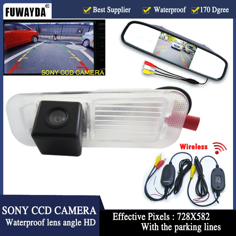 

FUWAYDA CCD Parking Monitors,LED Night Vision 170 Car Rear View Camera 4.3"Car Rearview Mirror Monitor for Kia K2 RIO Sedan SONY