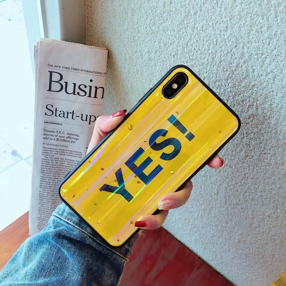 Чехол для телефона iPhone X XS XR XSMax Soft 6s 7 8Plus с лазерной эпоксидной надписью Yes No от Zxtrby.