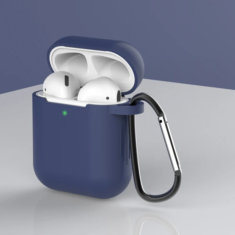 Силиконовые чехлы для Airpods 2-й защитный чехол для наушников чехол для Apple AirPods 1/2 Air pods 2 ударопрочный чехол с крюком