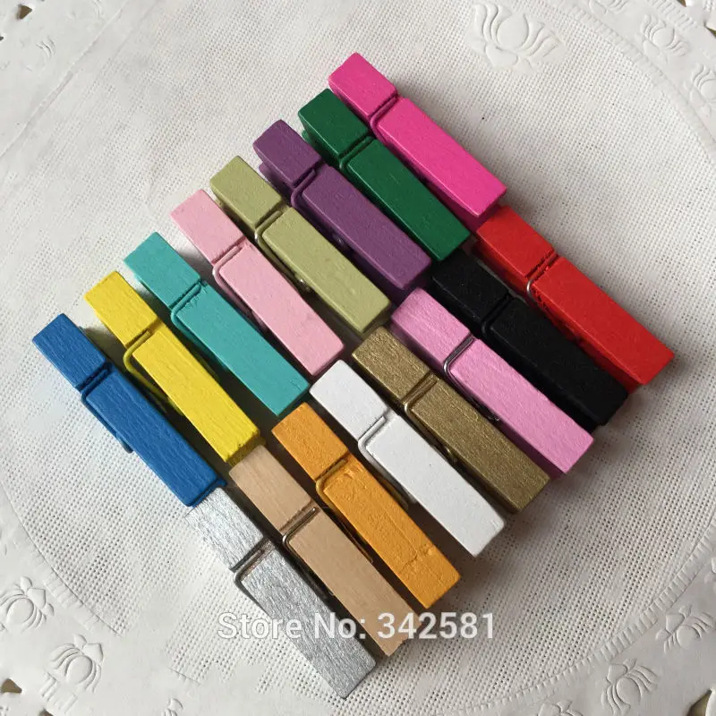 50 шт. Разноцветных Деревянных Мини прищепок для одежды | Деревянный зажим