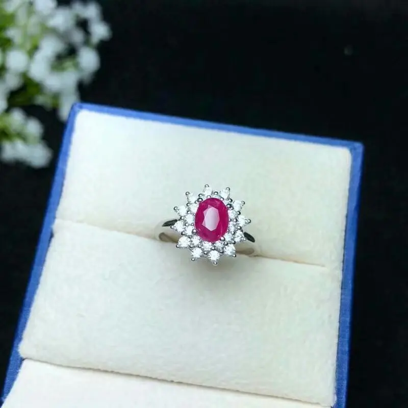 Shilovem 925 серебро Настоящее натуральный рубин кольца ювелирные украшения для женщин Мода Свадебные открыть Рождественский подарок мм 5*7 мм bj050701agh