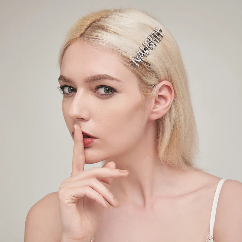 &quotОзорной&quot слово заколки для волос кристалл буквы Бобби шпильки Hairslide Горячая