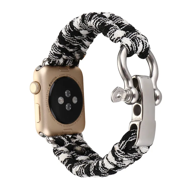 Спорт на открытом воздухе ремешок для Apple Watch Band 42 мм 38 мм веревка для выживания металлический болт застежка браслет для iWatch серии 4/3/2/1