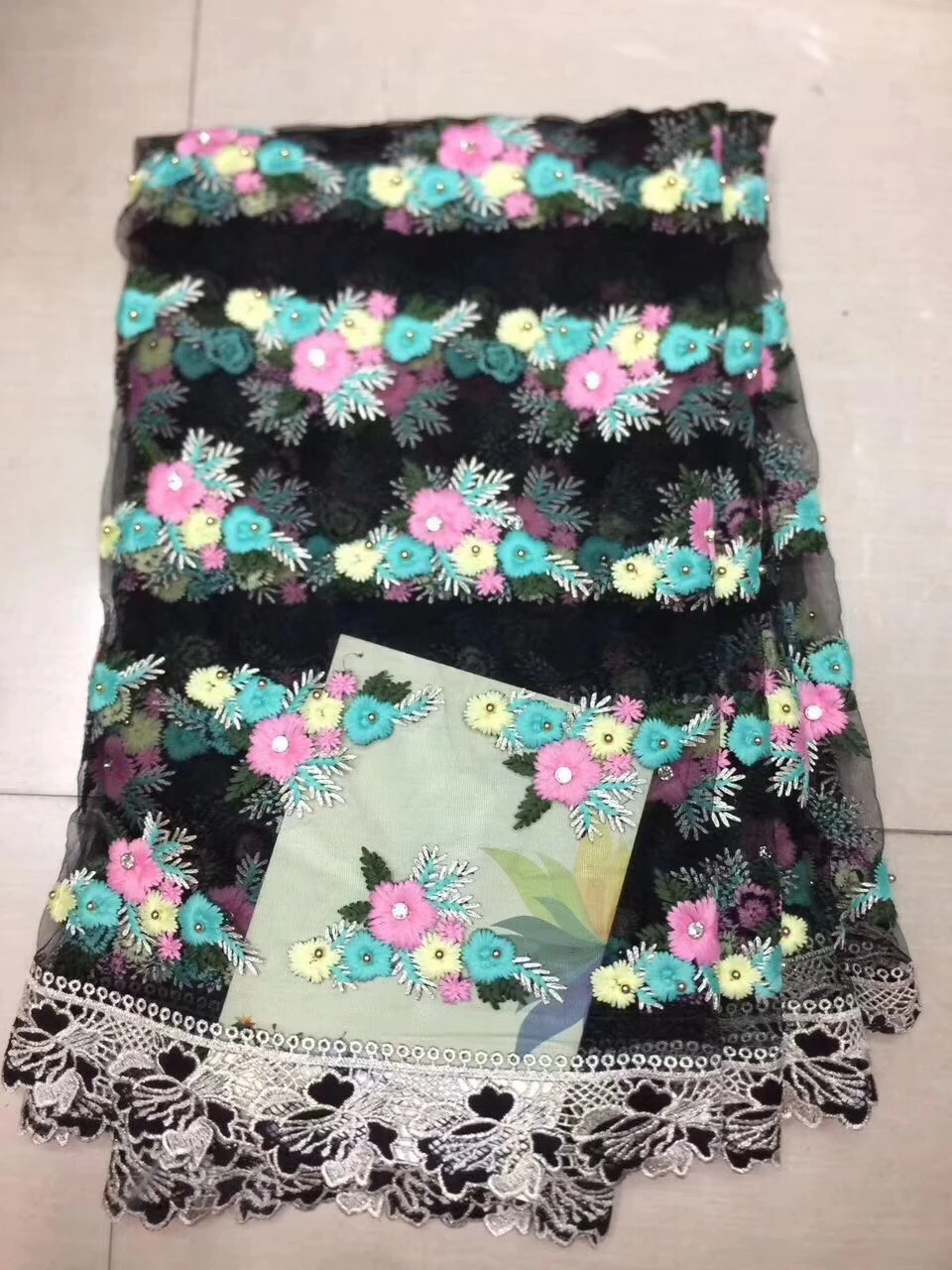 

New arrival african lace fabric high quality France cord lace guipure lace fabric Nigerian beaded lace fabric for party LYY903