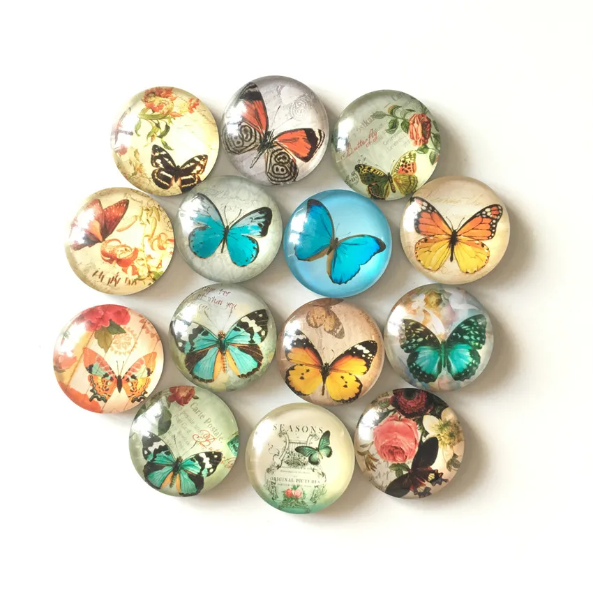 Бесплатная доставка (14 шт./лот) различные бабочки Хрустальное стекло магнит на