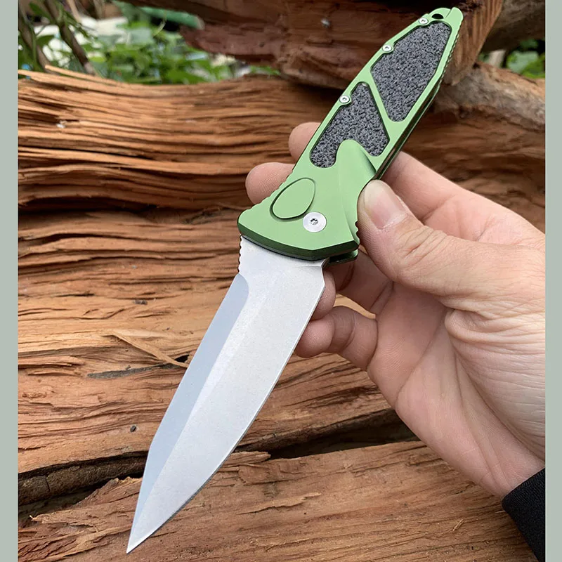 A green white blade Новое поступление, военный персональный Тактический D2 складной нож, ручка из алюминиевого сплава, походные карманные ножи для выживания, инструменты для повседневного использования - Цвет: A green white blade
