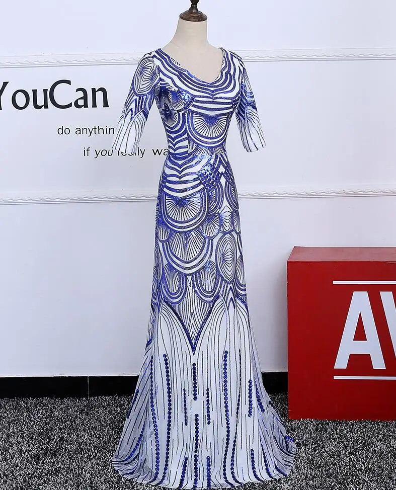 Beauty Emily Бисероплетение Королевский синий Формальные платья vestido de festa Русалка вечернее платье длинное вечернее платье сексуальное платье Русалка