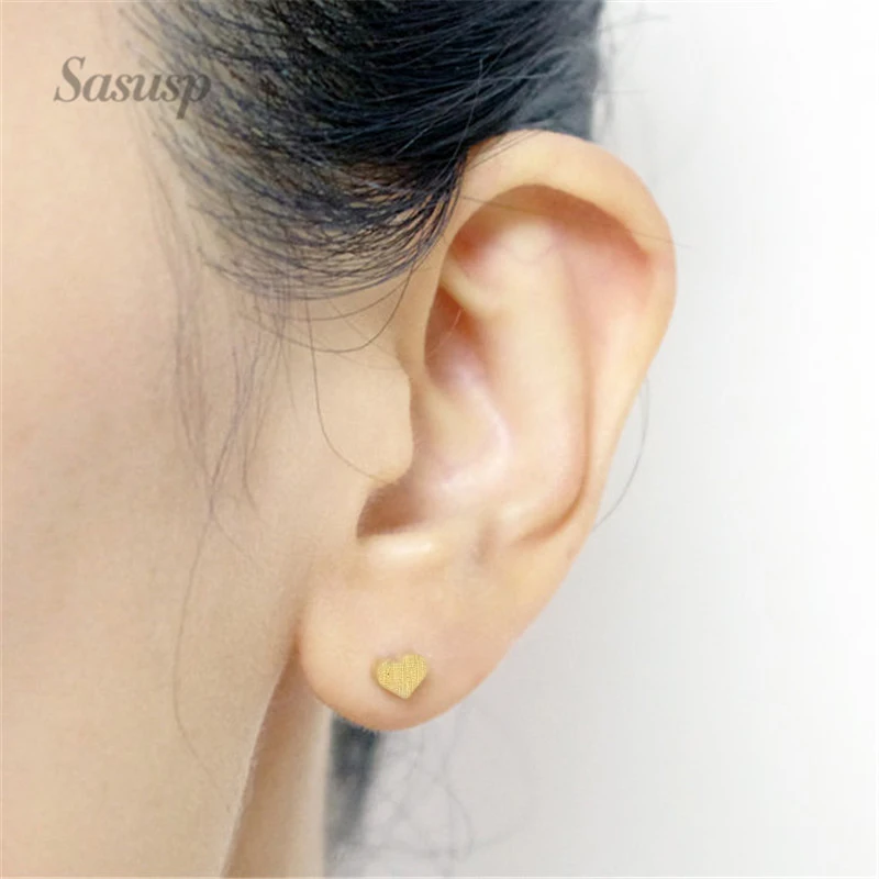 Модные крошечные серьги-гвоздики в форме сердца для женщин и девочек романтичные