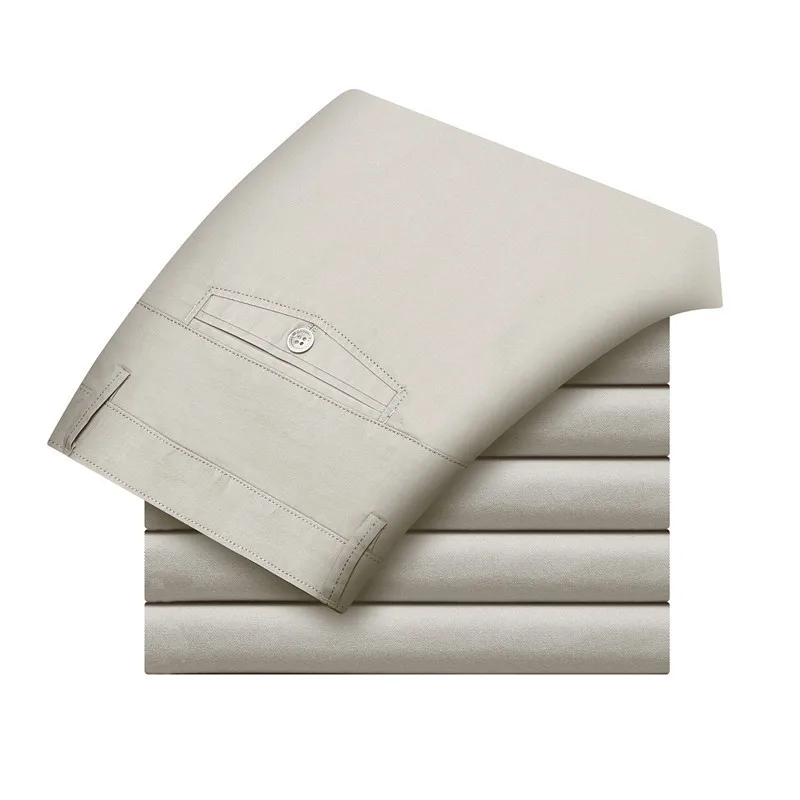 cream color MRMT брендовые новые мужские брюки с высокой талией, однотонные мужские брюки, мужские хлопковые тонкие брюки, мужские прямые брюки - Цвет: cream color