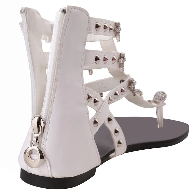 Metail/модные сандалии с черепами для женщин Летняя обувь гладиаторы в римском